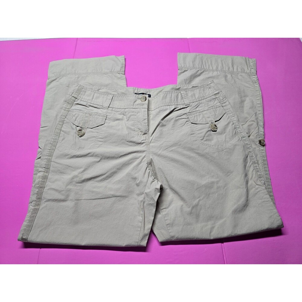 New York & Co Convertible Roll-Up Pants Size 12 Khaki Tan Cotton
